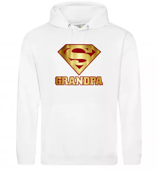 Чоловіча толстовка (худі) Super grandpa Білий фото