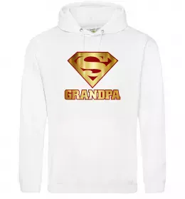 Мужская толстовка (худи) Super grandpa Белый фото