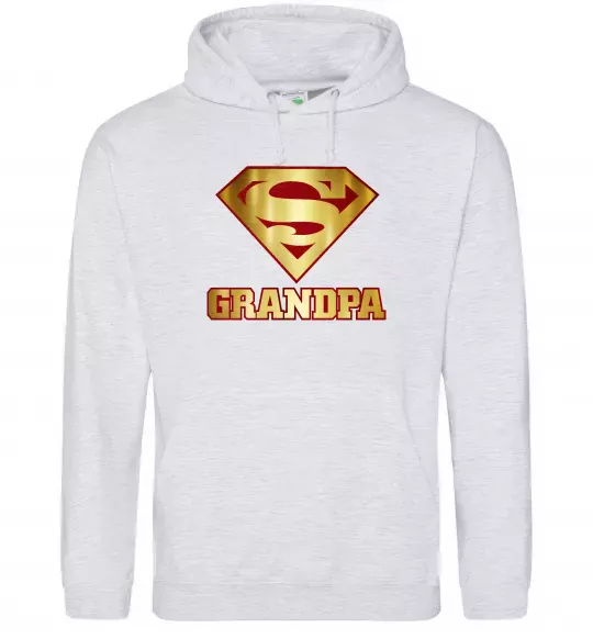 Чоловіча толстовка (худі) Super grandpa Сірий меланж фото