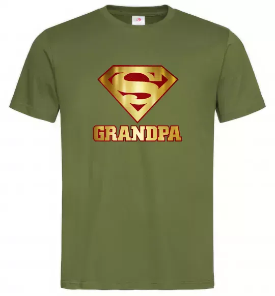 Чоловіча футболка Super grandpa Оливковий фото