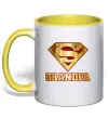 Чашка с цветной ручкой Super grandpa Солнечно желтый фото