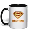 Чашка с цветной ручкой Super grandpa Черный фото
