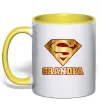 Чашка с цветной ручкой Super grandpa Лимонный фото