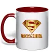 Чашка с цветной ручкой Super grandpa Красный фото