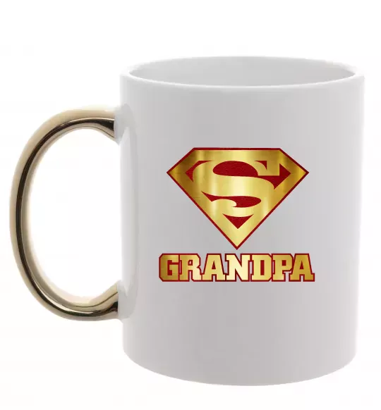 Чашка с цветной ручкой Super grandpa Золото фото