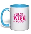 Чашка с цветной ручкой Best wife ever Голубой фото
