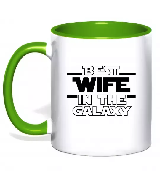 Чашка с цветной ручкой Best wife in galaxy Зеленый фото