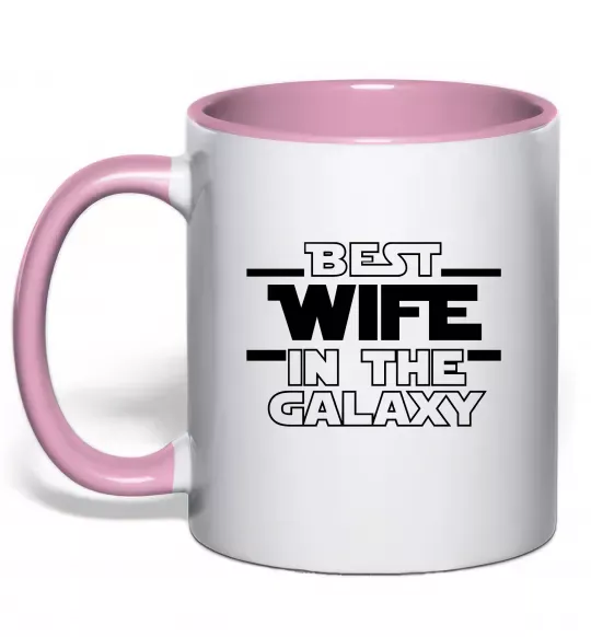 Чашка с цветной ручкой Best wife in galaxy Нежно розовый фото