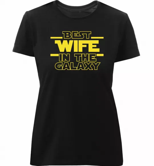 Женская премиум футболка Best wife in galaxy Черный фото
