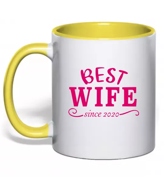 Чашка с цветной ручкой Best wife since Солнечно желтый фото