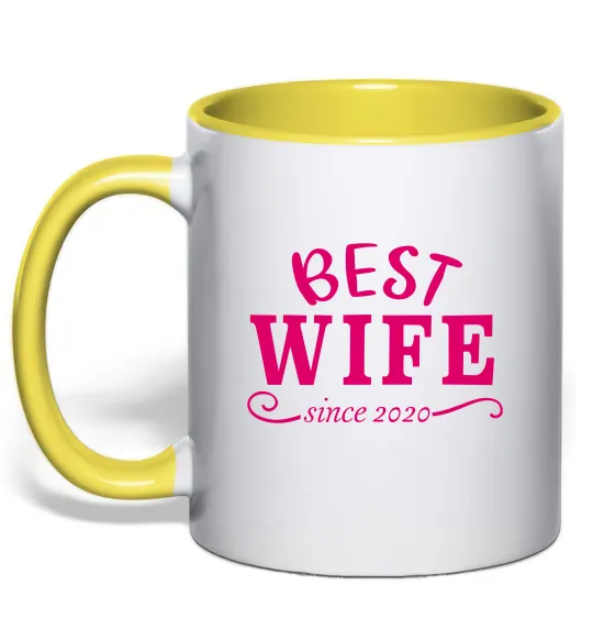 Чашка с цветной ручкой Best wife since Лимонный фото