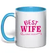 Чашка с цветной ручкой Best wife since Голубой Чашка с цветной ручкой Best wife since Голубой фото