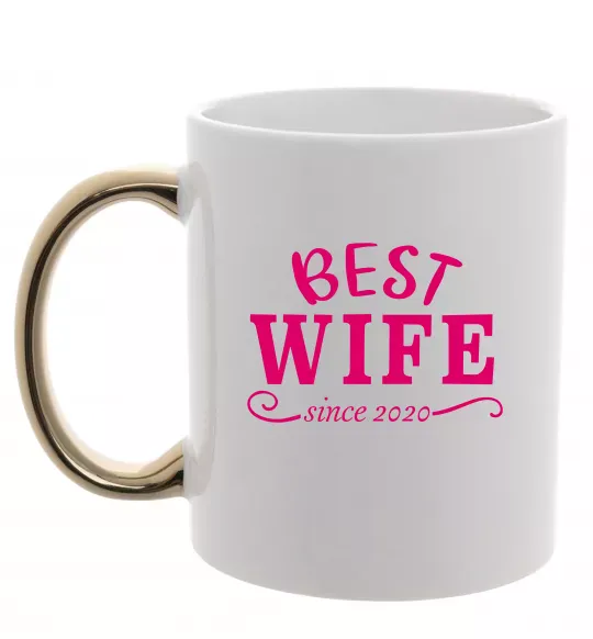 Чашка с цветной ручкой Best wife since Золото фото