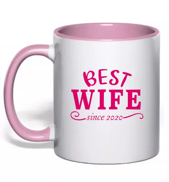 Чашка с цветной ручкой Best wife since Нежно розовый фото