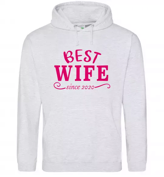 Женская толстовка (худи) Best wife since Серый меланж фото