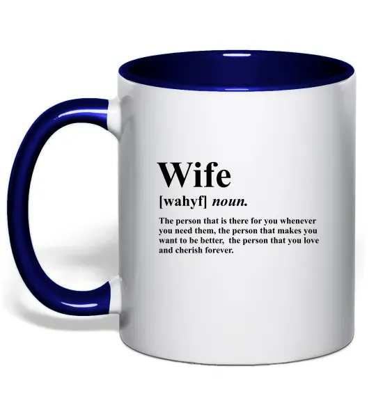 Чашка з кольоровою ручкою Wife person that you love Глибокий темно-синій фото