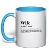 Чашка з кольоровою ручкою Wife person that you love Блакитний фото