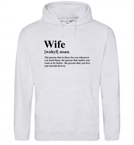 Женская толстовка (худи) Wife person that you love Серый меланж фото