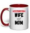 Чашка с цветной ручкой World`s best wife and mom Красный Чашка с цветной ручкой World`s best wife and mom Красный фото