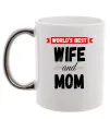 Чашка с цветной ручкой World`s best wife and mom Серебро Чашка с цветной ручкой World`s best wife and mom Серебро фото