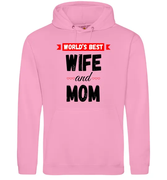 Жіноча толстовка (худі) World`s best wife and mom Рожевий фото