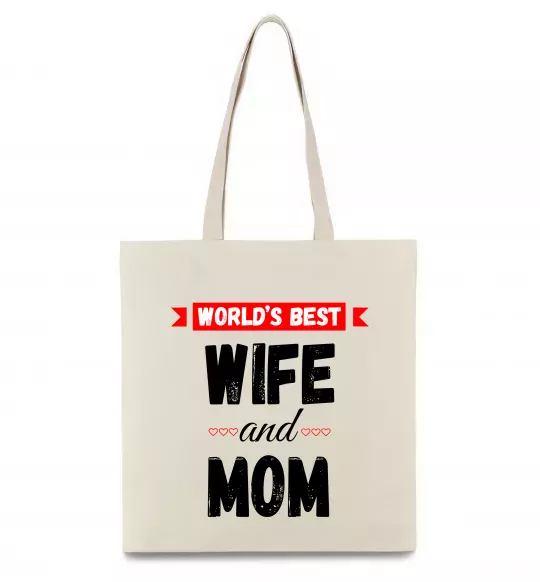 Еко-сумка World`s best wife and mom Бежевий фото