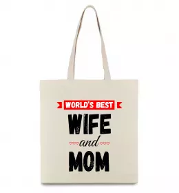 Еко-сумка World`s best wife and mom Бежевий фото