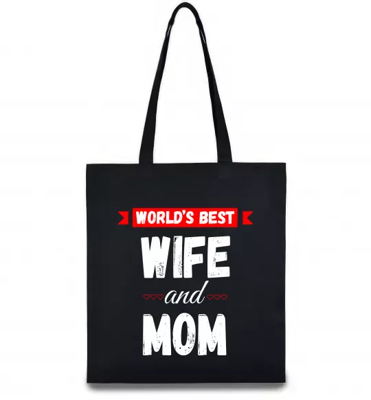 Еко-сумка World`s best wife and mom Чорний фото