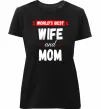 Жіноча преміум футболка World`s best wife and mom Чорний Жіноча преміум футболка World`s best wife and mom Чорний фото