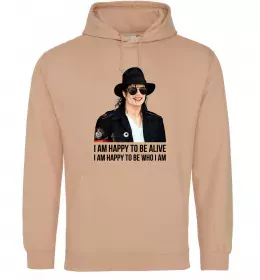 Чоловіча толстовка (худі) Happy to be who I am Пісочний фото