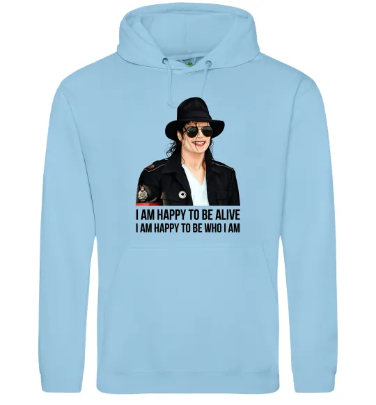 Мужская толстовка (худи) Happy to be who I am Голубой фото