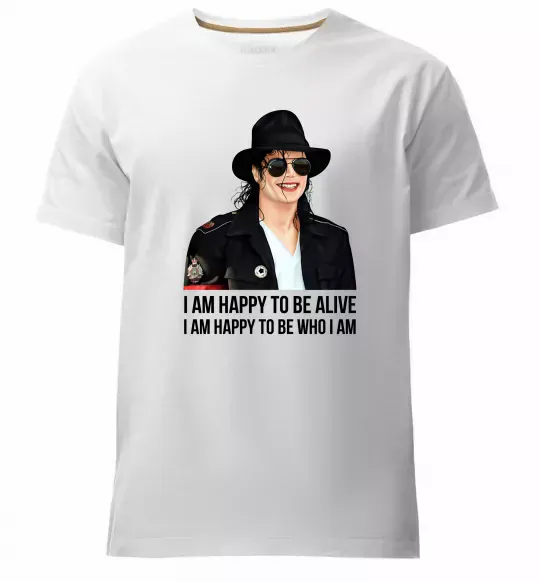 Мужская премиум футболка Happy to be who I am Белый фото