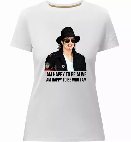 Женская премиум футболка Happy to be who I am Белый фото