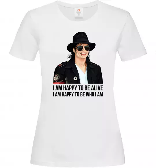 Женская футболка Happy to be who I am Белый фото