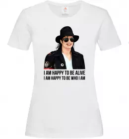 Женская футболка Happy to be who I am Белый фото