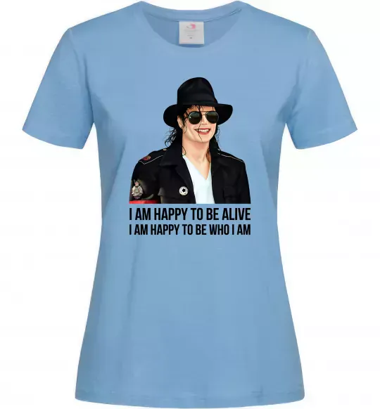 Женская футболка Happy to be who I am Голубой фото