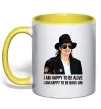 Чашка с цветной ручкой Happy to be who I am Солнечно желтый фото