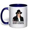 Чашка с цветной ручкой Happy to be who I am Глубокий темно-синий фото