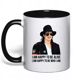 Чашка з кольоровою ручкою MJ The musical Чорний фото