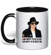 Чашка с цветной ручкой Happy to be who I am Черный фото