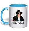 Чашка с цветной ручкой Happy to be who I am Голубой фото