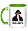Чашка с цветной ручкой Happy to be who I am Зеленый фото