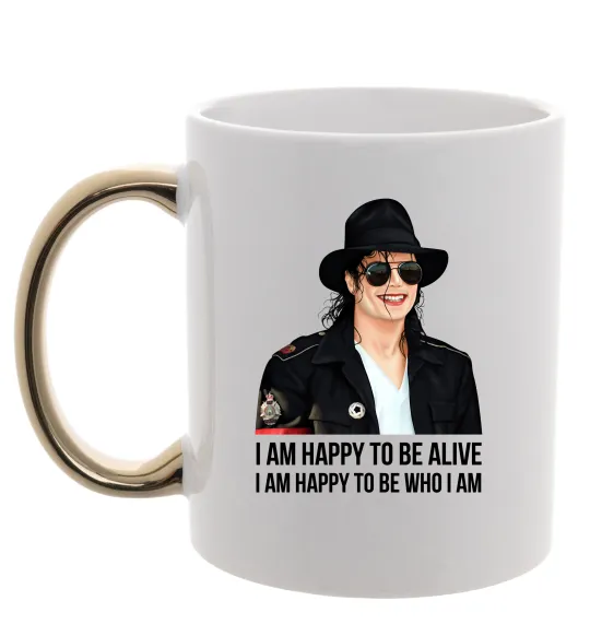 Чашка с цветной ручкой Happy to be who I am Золото фото