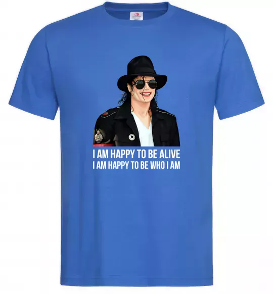 Чоловіча футболка Happy to be who I am Яскраво-синій фото