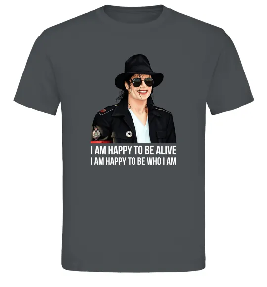 Чоловіча футболка Happy to be who I am Графіт фото
