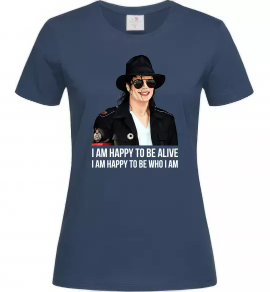 Женская футболка Happy to be who I am Темно-синий фото