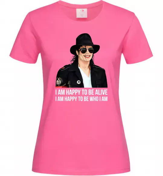 Женская футболка Happy to be who I am Ярко-розовый фото