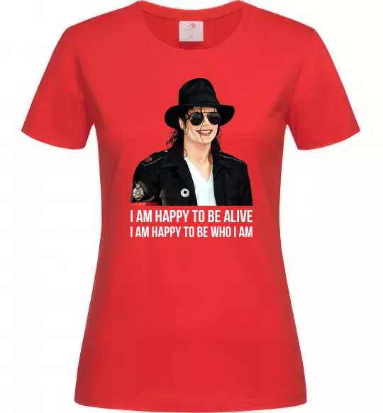 Женская футболка Happy to be who I am Красный фото