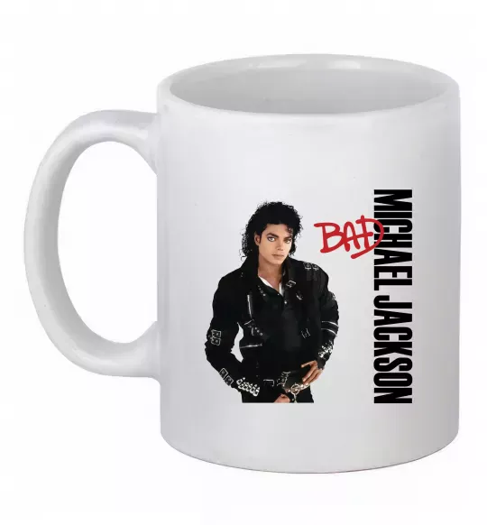 Чашка керамическая Майкл Джексон Bad Белый фото