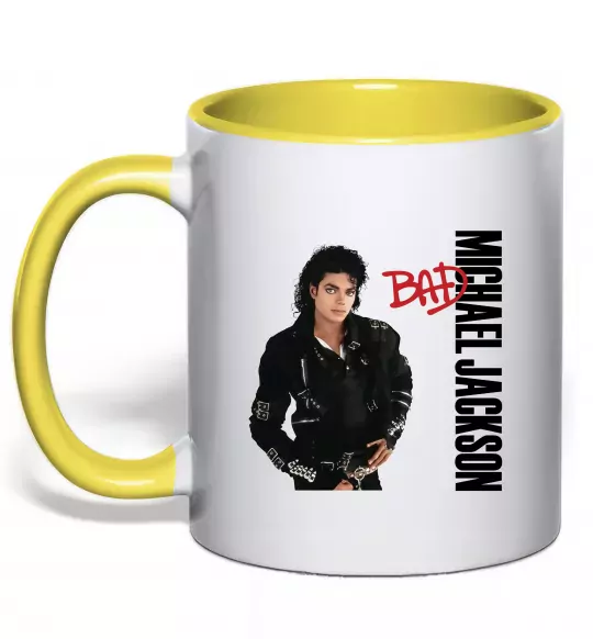 Чашка с цветной ручкой Майкл Джексон Bad Солнечно желтый фото